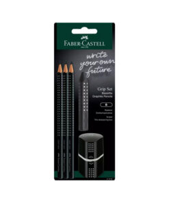 ΣΕΤ ΓΡΑΦΗΣ FABER CASTEL 3 ΜΟΛΥΒΙΑ GRIP ΜΑΥΡΑ ΓΟΜΑ ΚΑΙ ΞΥΣΤΡΑ