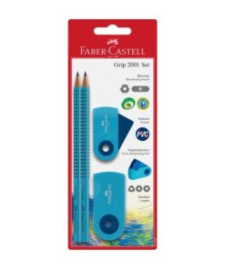 ΣΕΤ ΓΡΑΦΗΣ FABER CASTEL 2 ΜΟΛΥΒΙΑ GRIP ΜΠΛΕ ΓΟΜΑ ΚΑΙ ΞΥΣΤΡΑ