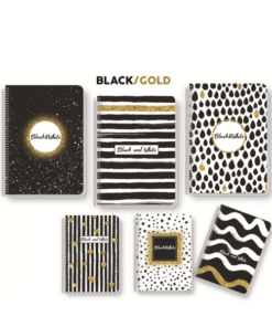 ΤΕΤΡΑΔΙΟ ΣΠΙΡΑΛ BLACK AND WHITE  GOLD